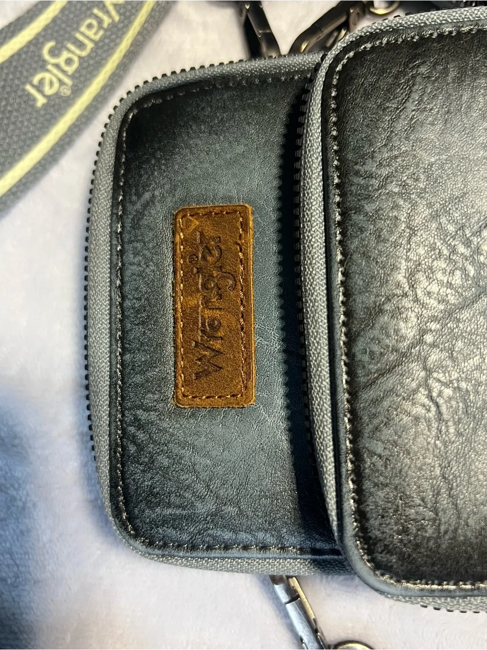 Wrangler Blue/Gray Crossbody CellPhone Purse Detachable Coin Case